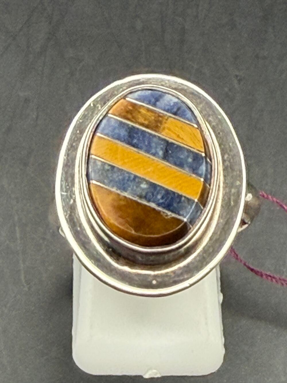 Vintage "New" Sterling Silver Mexico Stone Inlay Ring Size 9